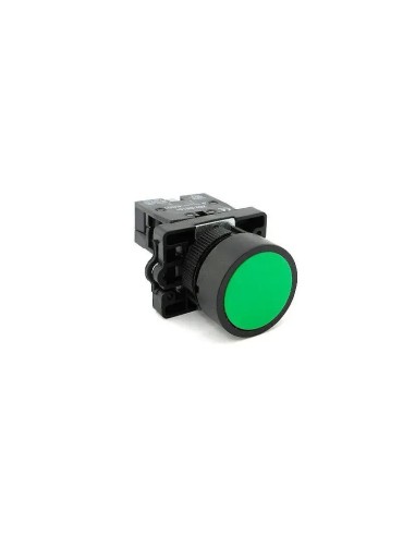 Pulsador verde rasante con retorno 1 NA IP20 Ø22mm - 1