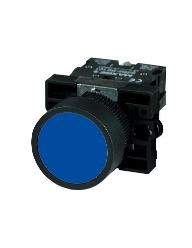 Pulsador azul rasante con retorno 1 NA IP20 Ø22mm - 2