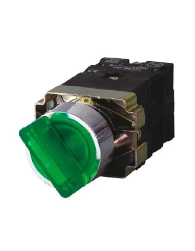 Selector plástico luminoso verde 2 posiciones 12 ~ 400V 1NA+1NC - 1