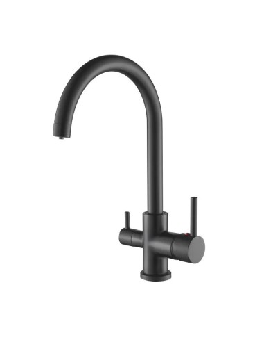 Grifo Fregadero Doble Alto Negro Mate de Cocina Osmosis Artic - 1