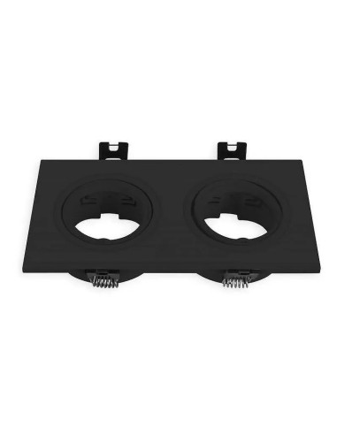 Aro Doble Downlight Rectangular Negro Corte Ø75 mm - 1