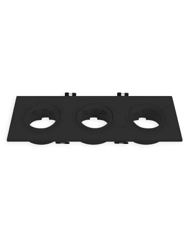 Kit Aro Triple Rectangular Basculante Negro GU10 Corte Ø75mm - 1