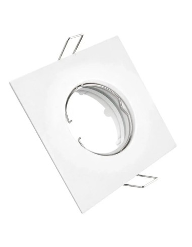 Aro Downlight Cuadrado Fijo Blanco para GU10 Corte Ø55mm - 1