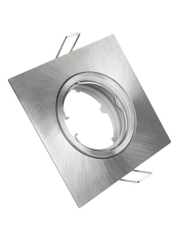 Aro Downlight Fijo Cuadrado Níquel Corte Ø55mm para GU10 - 1