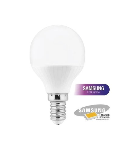 Bombilla LED Chip Samsung Esférica E14 5W Matel - 1