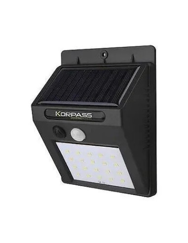 Aplique de Pared LED Exterior Solar 3W con Sensor Negro Korpass - 1