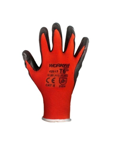 Guante Profesional Látex Poliéster Rojo/Negro Talla 6-10 Workfit