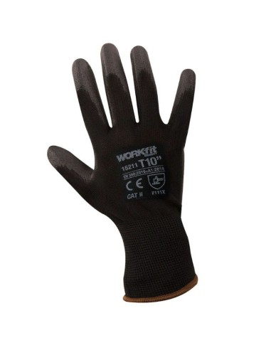 Guantes de Poliuretano Nylon Negro Workfit Talla 6-10