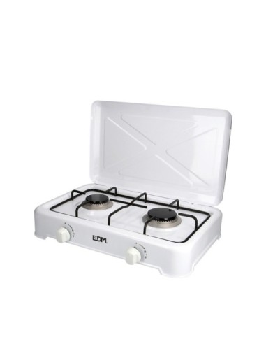 Cocina de Gas Butano EDM Portátil Esmaltada 2 Hornillos