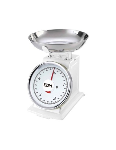 Bascula de Cocina EDM Analógica Blanca Retro 5Kg 07523