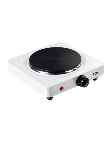 Cocina Eléctrica EDM Blanca Portátil 1 Hornillo 1000W 07660