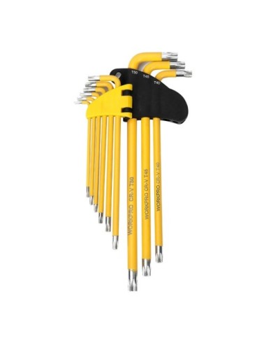 Workpro Juego de 9 Llaves Torx de Brazo Largas T10 - T50