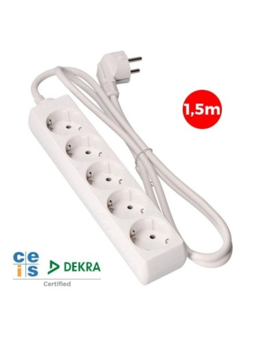 Regleta 5 Enchufes T/TL 10/16A Schuko 1,5 Metros Blanca EDM