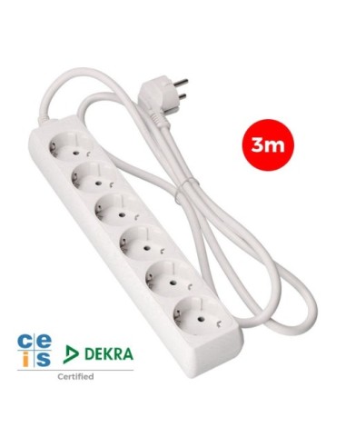 Regleta de 6 Enchufes T/TL Schuko con Cable 3 Metros EDM 41036