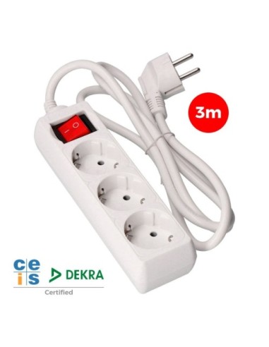 Regleta de 3 Enchufes Blanca EDM con Cable de 3 Metros 41043