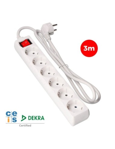 Regleta de 6 Enchufes Blanca con Interruptor 3 Metros EDM 41046