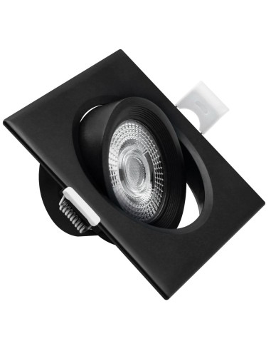 Foco Downlight LED Orientable 7W Cuadrado Empotrable Negro CCT