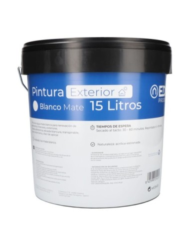 Pintura Plástica 15 Litros Blanca Mate Interior Y Exterior EDM 25405