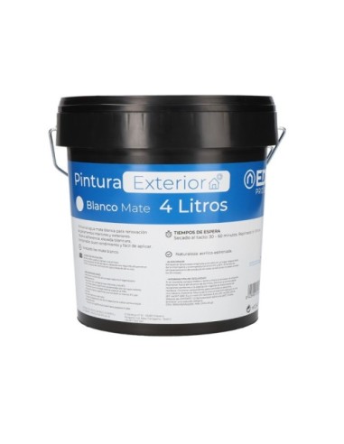 Pintura Plástica Blanca Mate Interior Y Exterior 4 Litros EDM 25404