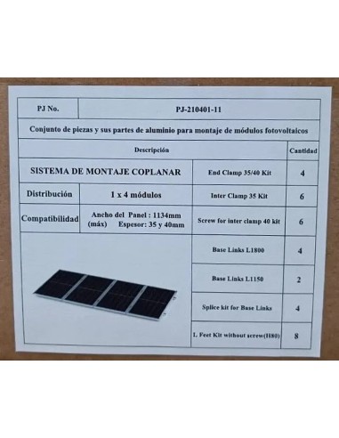 Kit estructura Coplanar 4 Vertical LFeet - 1