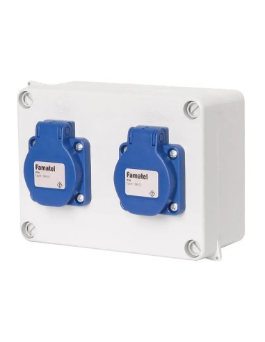 Caja estanca cableada con 2 tomas schuko 2P TT 16A IP55 Famatel 3064 - 3